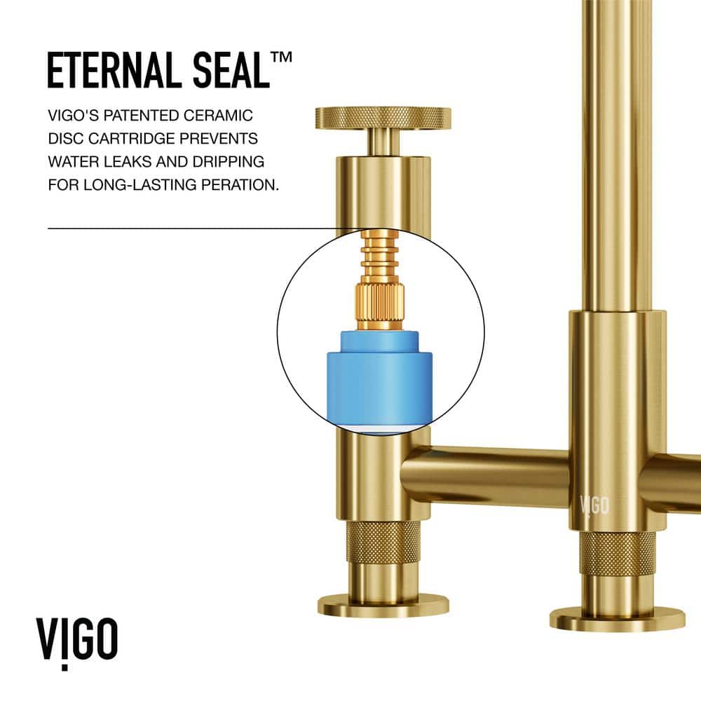 Matte Brushed Gold 12" Bridge Kitchen Faucet with Pull-Out Sprayer