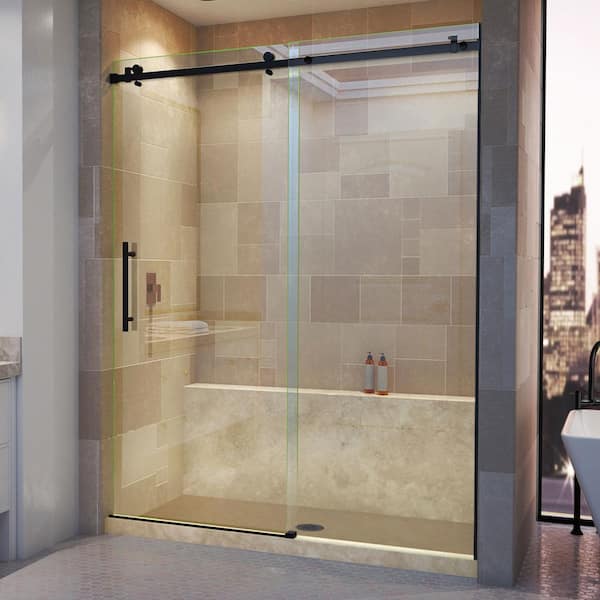 DreamLine Enigma Air 60 in. W x 76 in. H Sliding Frameless Shower Door in Matte Black Finish with Clear Glass