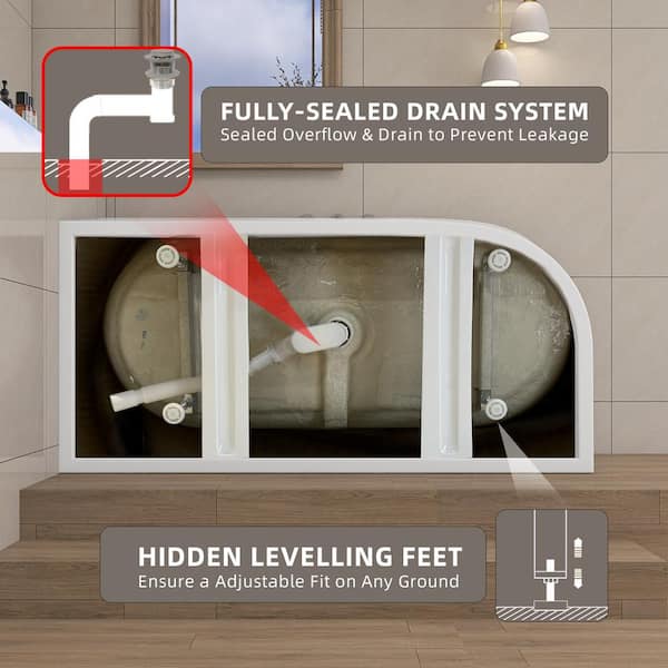 Zeafive 59 in. x 29.53 in. Freestanding Soaking Tub Left Corner