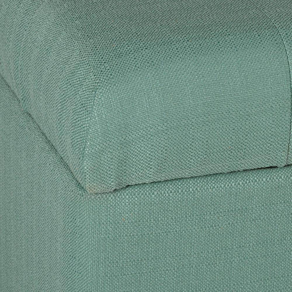 Teal Tufted Fabric Storage Bench with Wood Legs