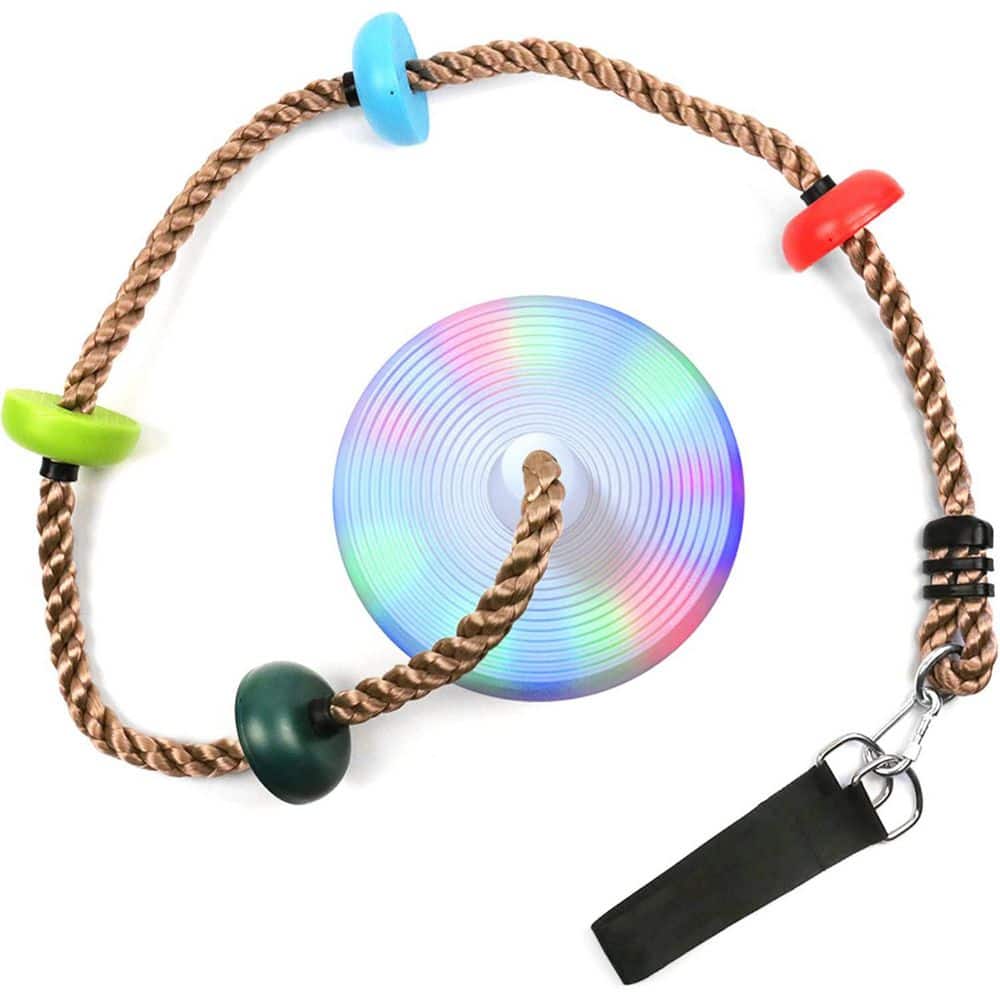LED Disc Swing Seat Climbing Rope with Platforms for Outdoor Backyard Playground Multicolored Accessories price history on PriceWatchPro
