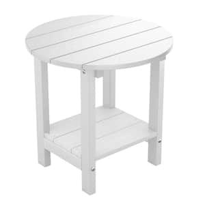 17-5/8 in. H Whire Round Plastic Outdoor Patio Side Table