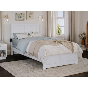 Canyon White Solid Wood Twin Foundation Bed Frame with Matching Footboard