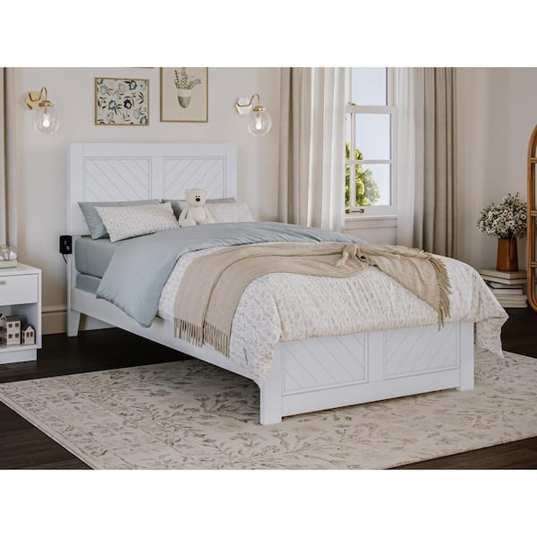 AFI Canyon White Solid Wood Twin Foundation Bed Frame with Matching Footboard