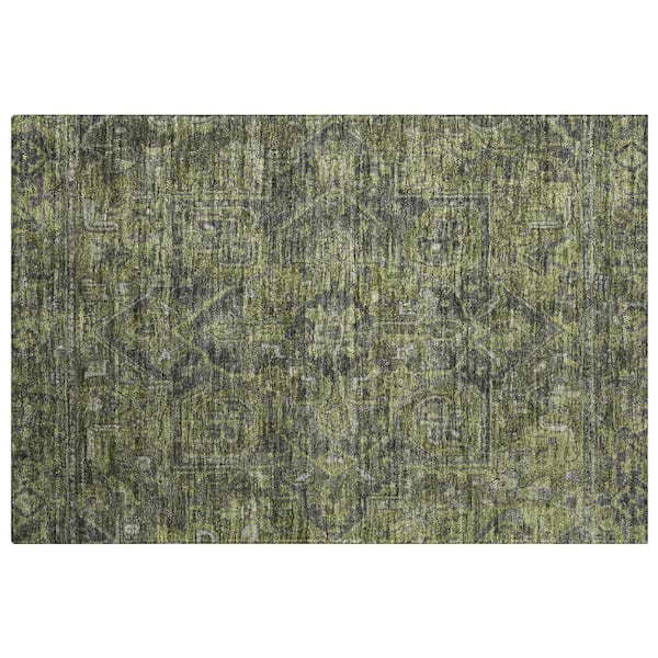 Dream Shag Premium Machine Washable Abstract ADS571 Green 2 ft. x 3 ft. Accent Rug