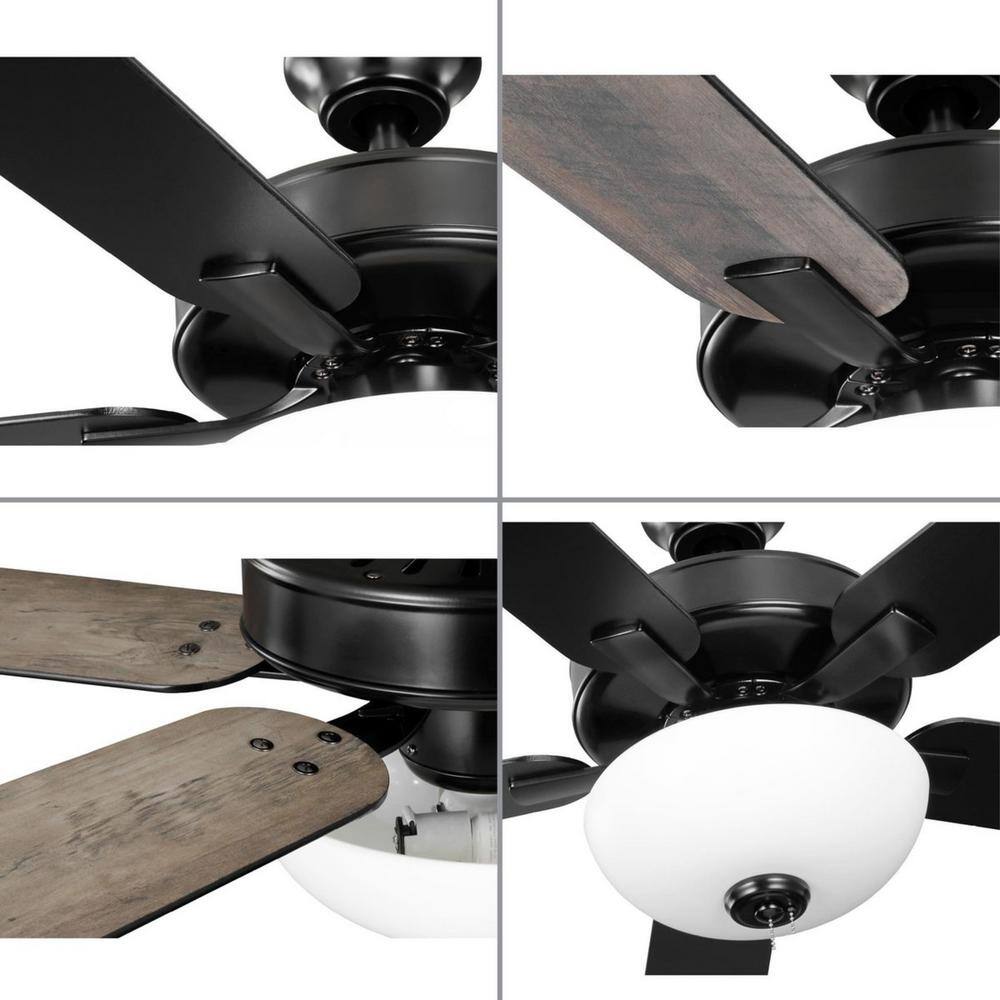 AirPro 52-Inch Matte Black Ceiling Fan with Light and Reversible Blades