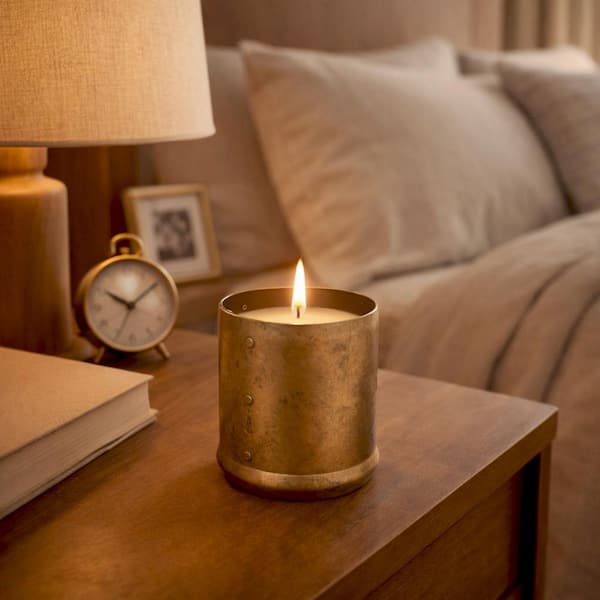 6 in. Gold Metal Bell Cinnamon Scented Candle 22 oz.