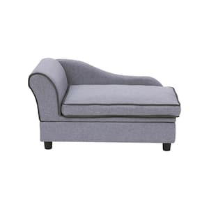 27.5 in. L Medium Upholstered Chaise Lounge Sofa Dog Bed with Removable Cushion and Storage for Pets Up to 66 lbs. Gray