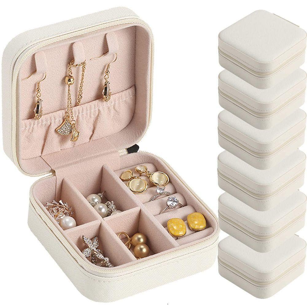 6-Pack Small PU Leather Travel Jewelry Case for Earrings and