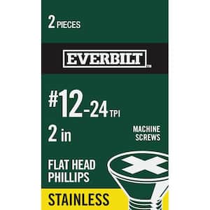 #12-24 x 2 in. Phillips Flat Head Stainless Steel Machine Screw (2-Pack)