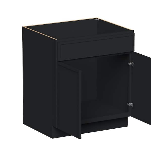 30 in. W x 24 in. D x 34.5 in. H HDF Ready to Assemble Standard Base Sink Base Cabinet in Ebony Black with 2-Door