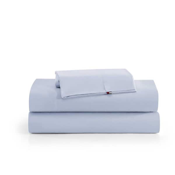 TH Performance Cooling 4-Piece Boathouse Blue Percale Cotton Full Cooling Sheet Set