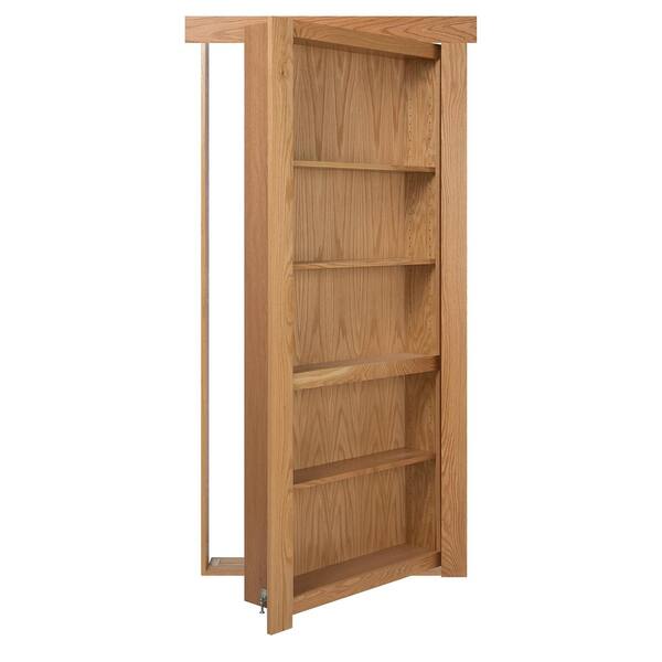 The Murphy Door 24 in. x 80 in. Flush Mount Assembled Oak Natural Stained Universal Solid Core Interior Bookcase Door