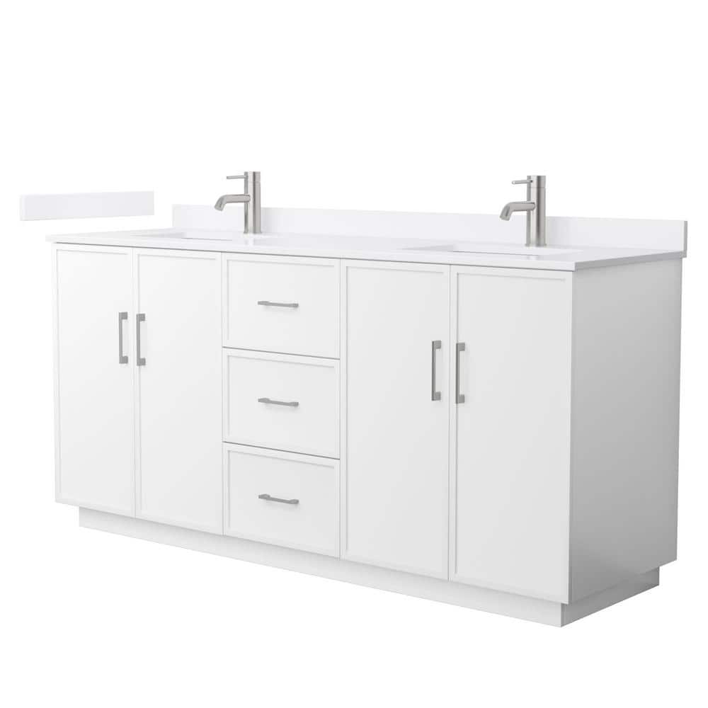 Elan TK 72 in. Double Freestanding White Bath Vanity with White Quartz Top (Assembled) price history on PriceWatchPro