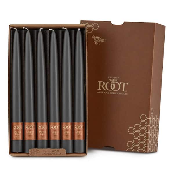 ROOT CANDLES Dipped Taper 9 in. Stone Unscented Taper Candle (Box of 12)