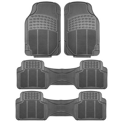 Gray 3-Row Heavy-Duty Liners Vinyl Trimmable Car Floor Mats - Universal Fit for Cars, SUVs, Vans and Trucks - Full Set