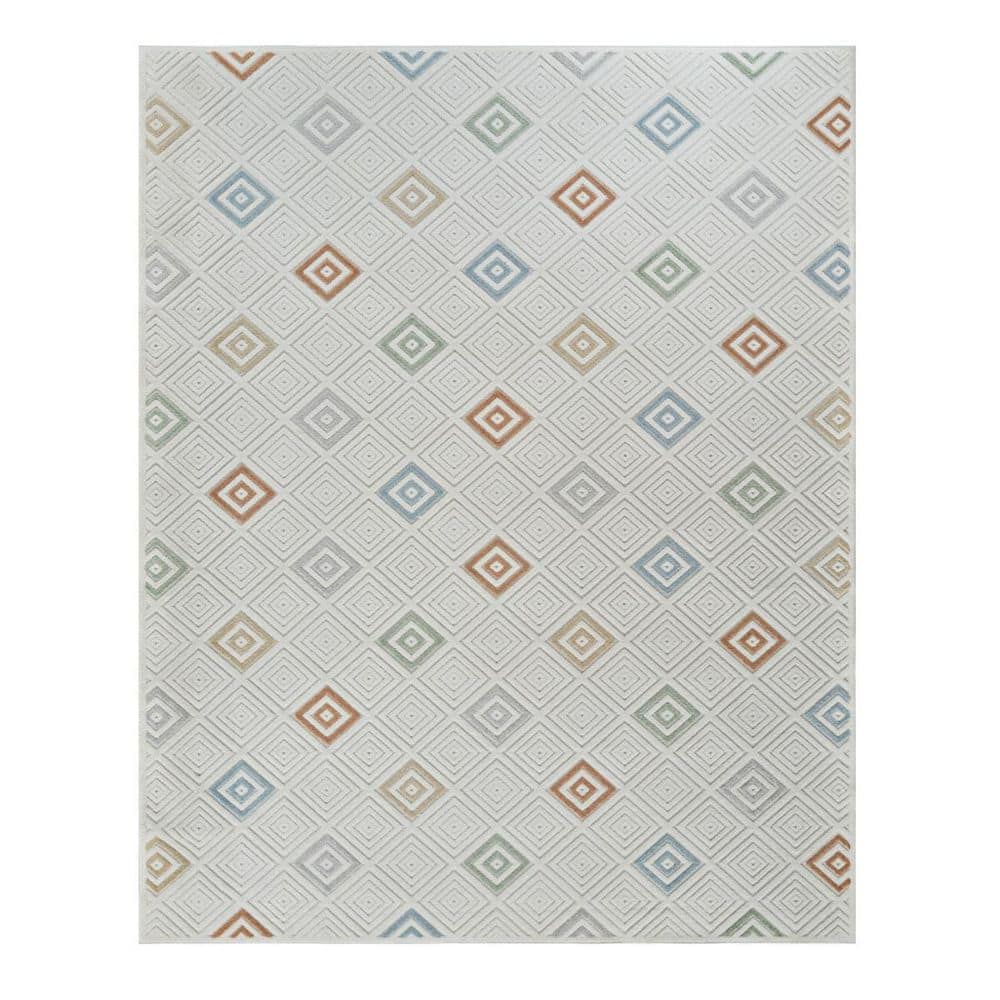 Cream, Beige 8 ft. x 10 ft. Woven Geometric Polypropylene Rectangle Indoor/Outdoor Area Rug price history on PriceWatchPro