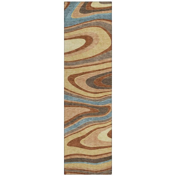 Chantille Machine Washable Indoor/Outdoor Abstract ACN2494 Gold 2 ft. x 7 ft. Runner Rug