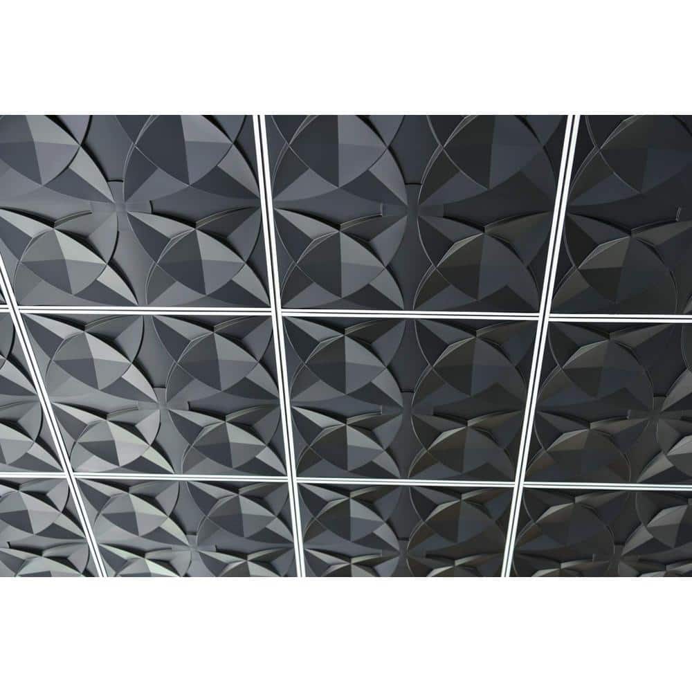 Black Floral PVC Decorative Ceiling Tile 24.61" x 24.61"