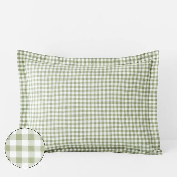 The Company Store Gingham Moss Organic Cotton Percale Standard Sham
