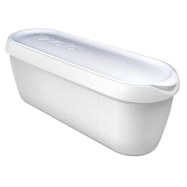 Tovolo Glide-A-Scoop Ice Cream Tub, 2.5 Quart, Insulated, Airtight Reusable Container With Non-Slip Base, White