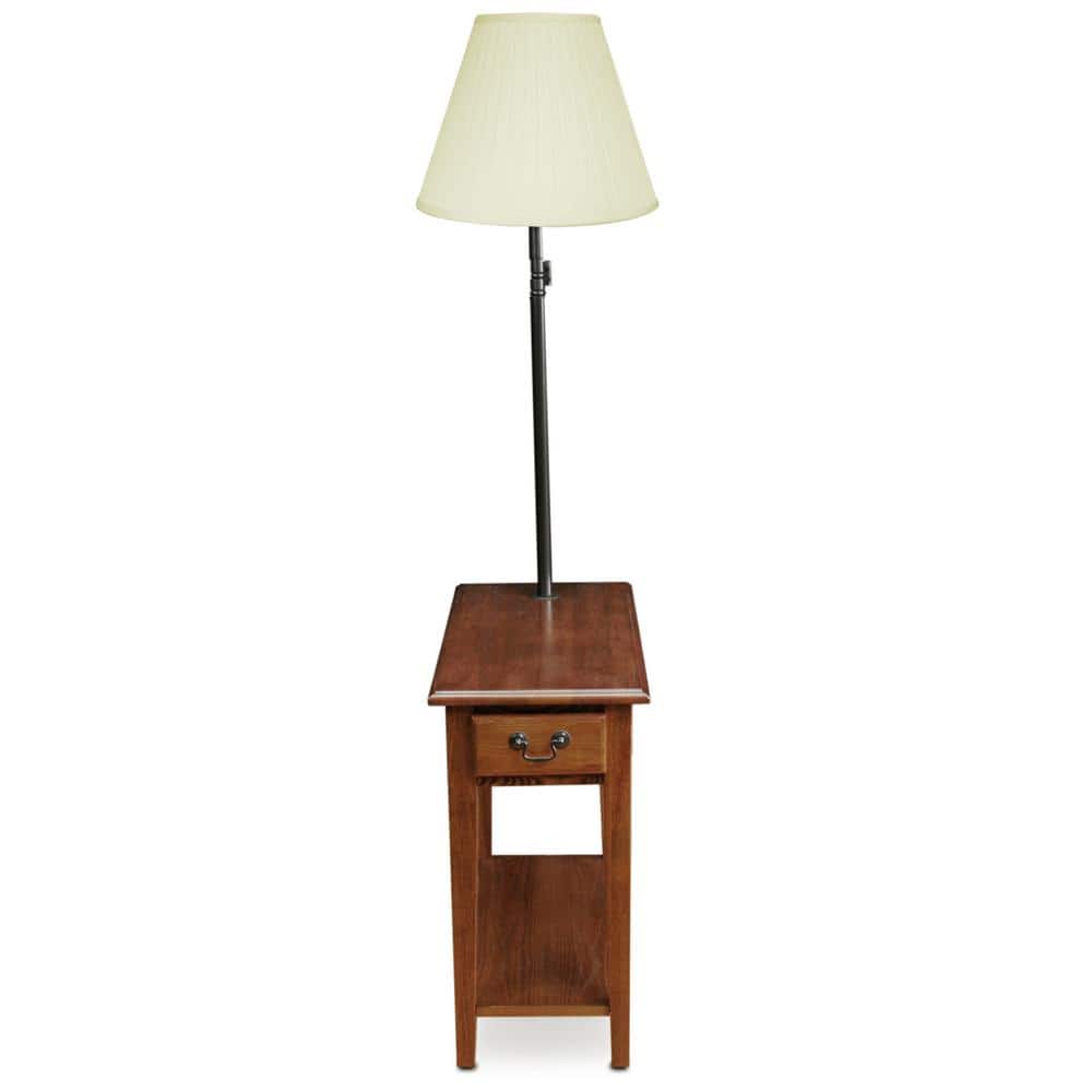 Medium Oak Rectangular Lamp Table with Storage Drawer