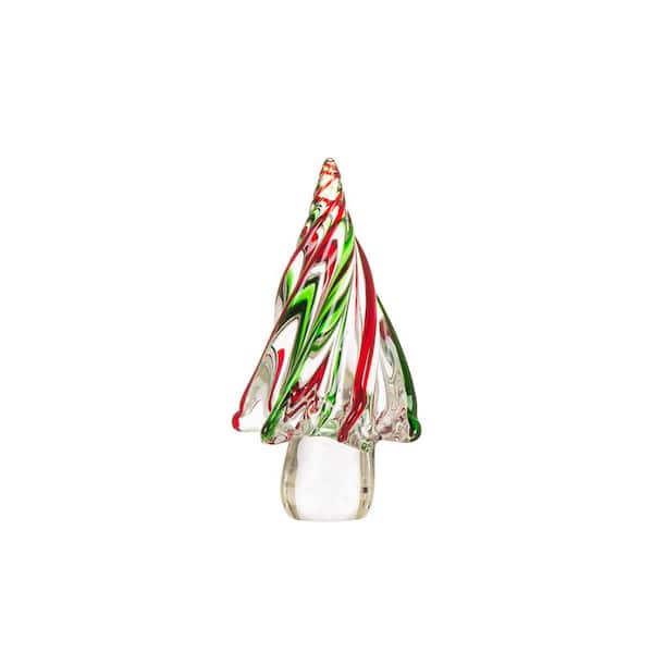 Glitzhome 7.75 in. Small Stripes Glass Table Tree