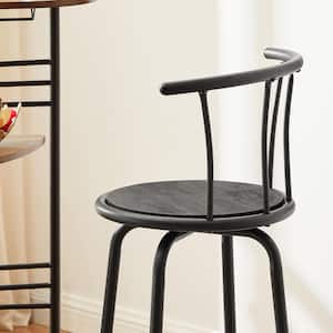 Bar Stools Set of 2 with Back Metal Barstools Tall Chair for Indoor Outdoor Pub Kitchen, Height 27.3 in., Charcoal Grey