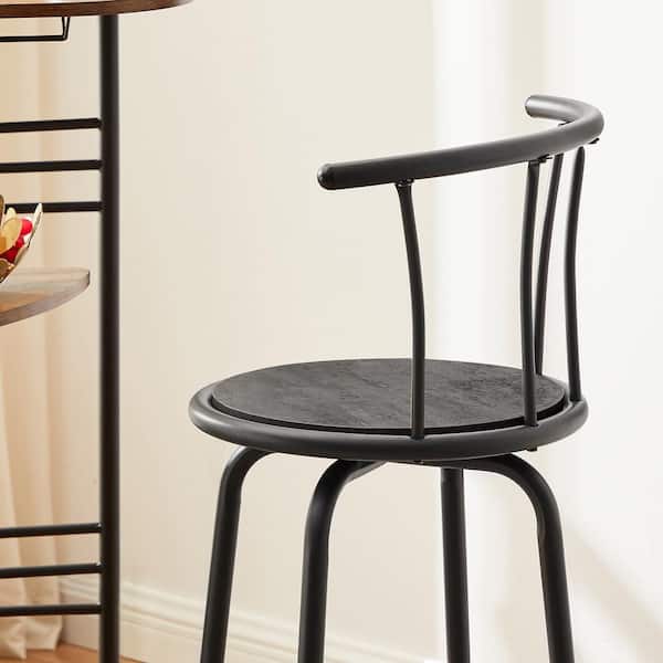 Bar Stools Set of 2 with Back Metal Barstools Tall Chair for Indoor Outdoor Pub Kitchen, Height 27.3 in., Charcoal Grey