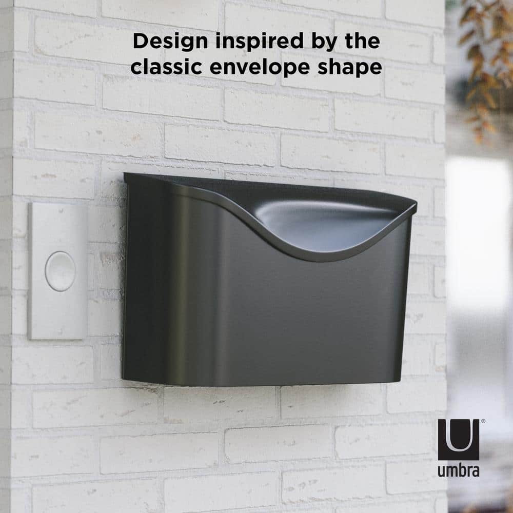 Black Steel Wall-Mounted Mailbox with Hinged Flap