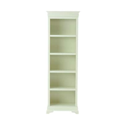 Louis Phillipe 73 in. Off-White 5-Shelf Bookcase with Adjustable Shelves