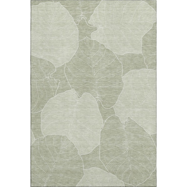 Mayfield Premium Machine Washable Abstract AMF2506 Celery 3 ft. x 5 ft. Area Rug