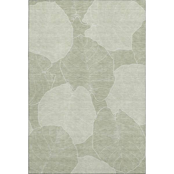 Mayfield Premium Machine Washable Abstract AMF2506 Celery 5 ft. x 7 ft. 6 in. Area Rug