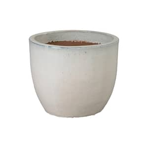 18 in. L x 16 in. H White Ceramic Round Planter with High-fire treatment