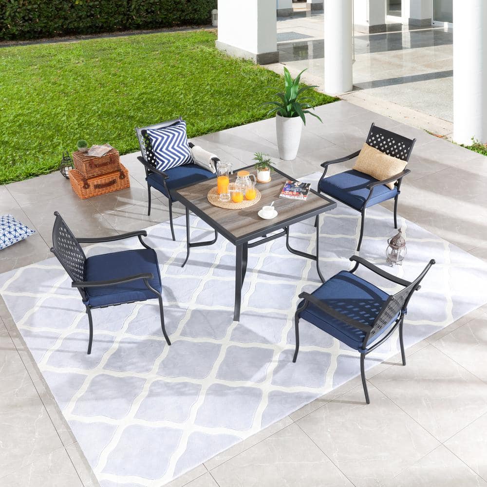 Reviews for Patio Festival 5-Piece Square Metal Outdoor Dining Set with ...