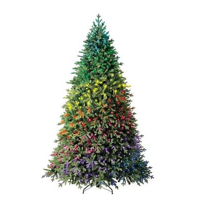 9 ft Swiss Mountain Black Spruce Twinkly Rainbow Christmas Tree with 600 RGB LED Technology Lights