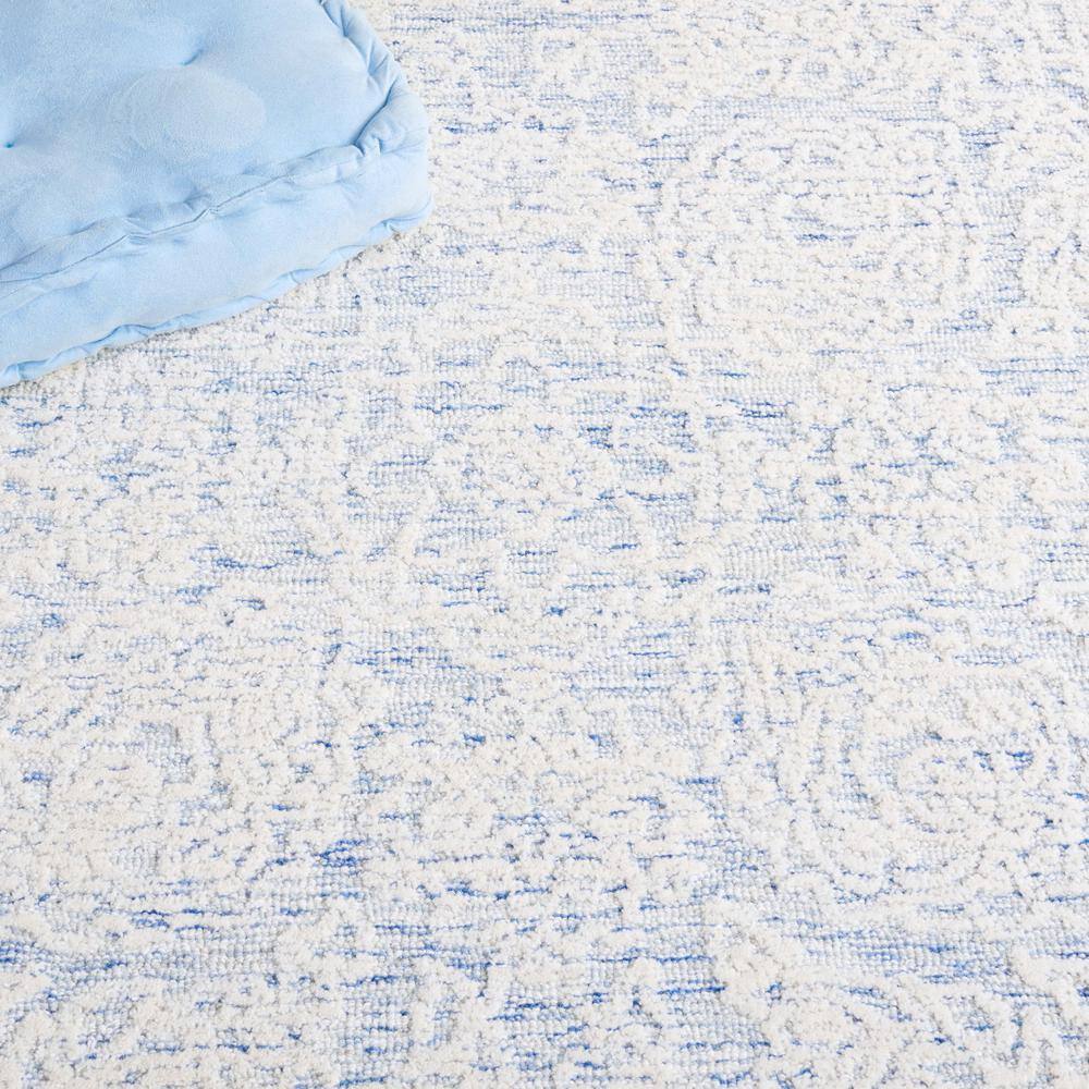 Blue Ivory Handmade Tufted Wool 8' x 10' Area Rug