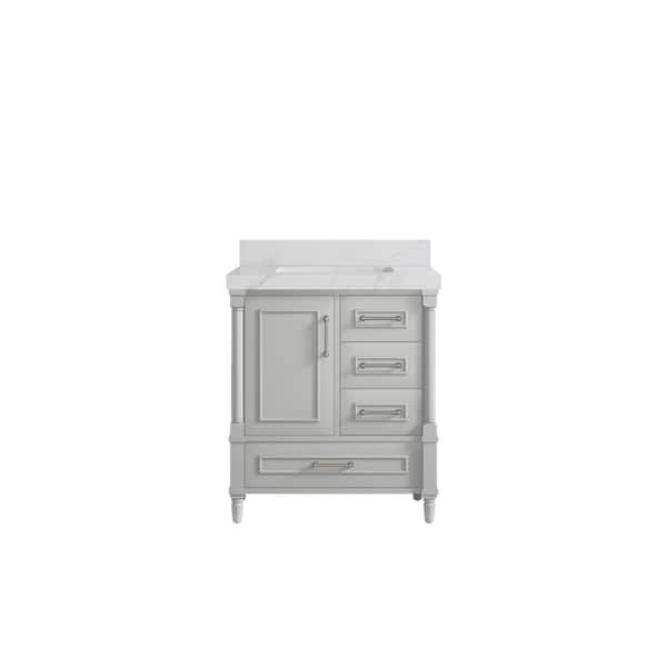 Willow Collections Hudson 30 in. Single Sink Freestanding Coventry Gray Bath Vanity with Calacatta Sienna Quartz Top Unassembled