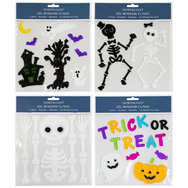 Set of 4 Double Sided Halloween Gel Window Clings