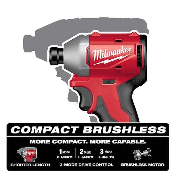 Milwaukee M18 18V Lithium-Ion Compact Brushless Cordless 1/4 in