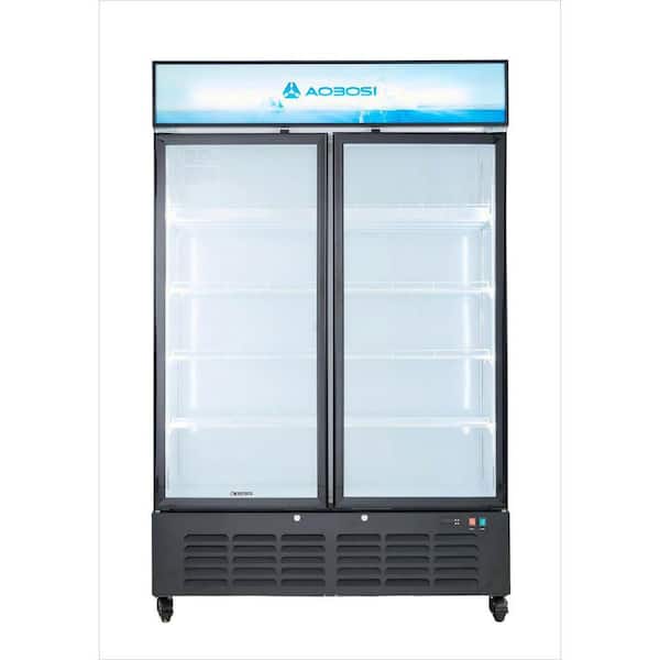 27.02 Cu. Ft Glass Door Display Refrigerator, Upright Beverage Cooler Fridge with Soft LED Light in Black, ETL Certified