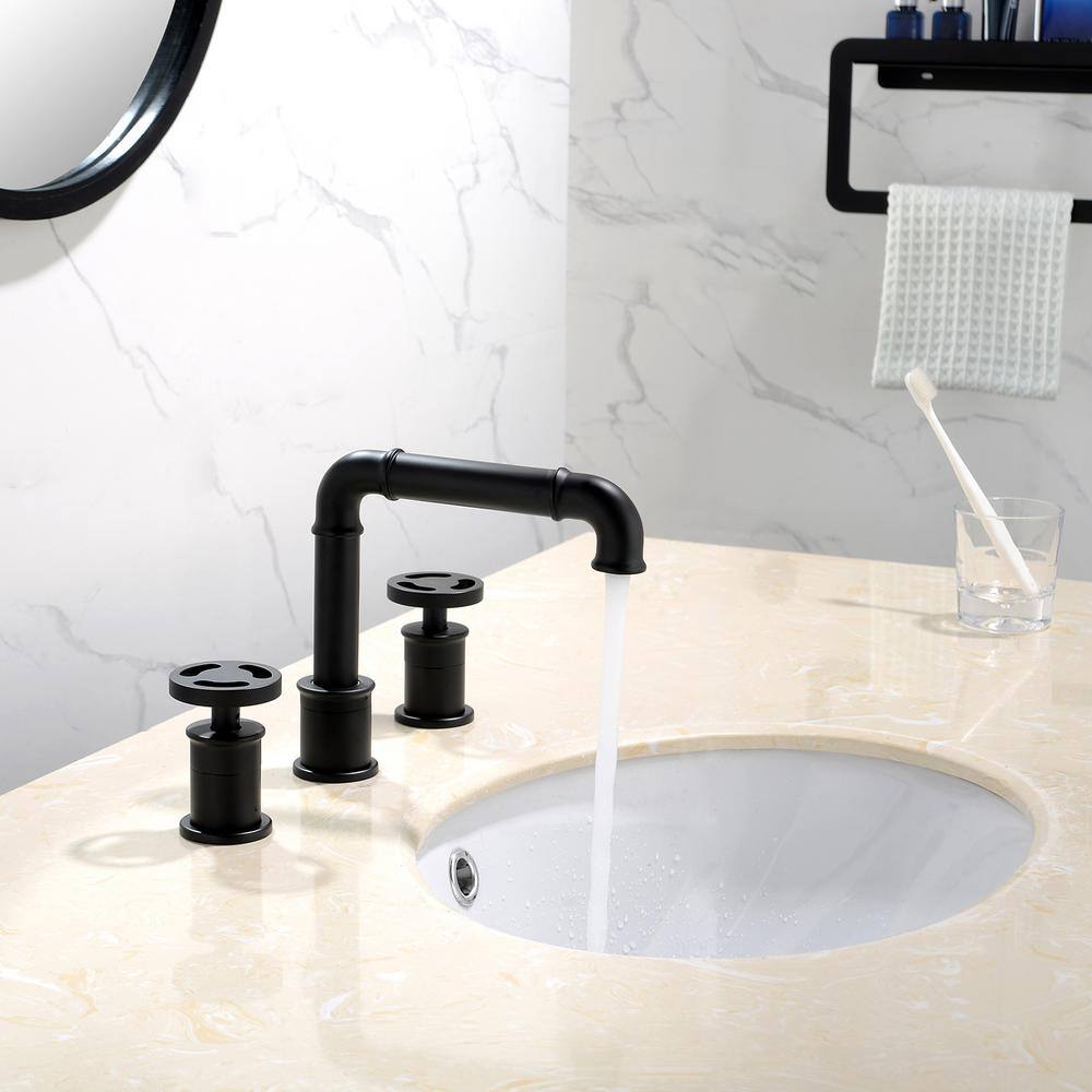 Avallon Matte Black Double-Handle Widespread Bathroom Faucet