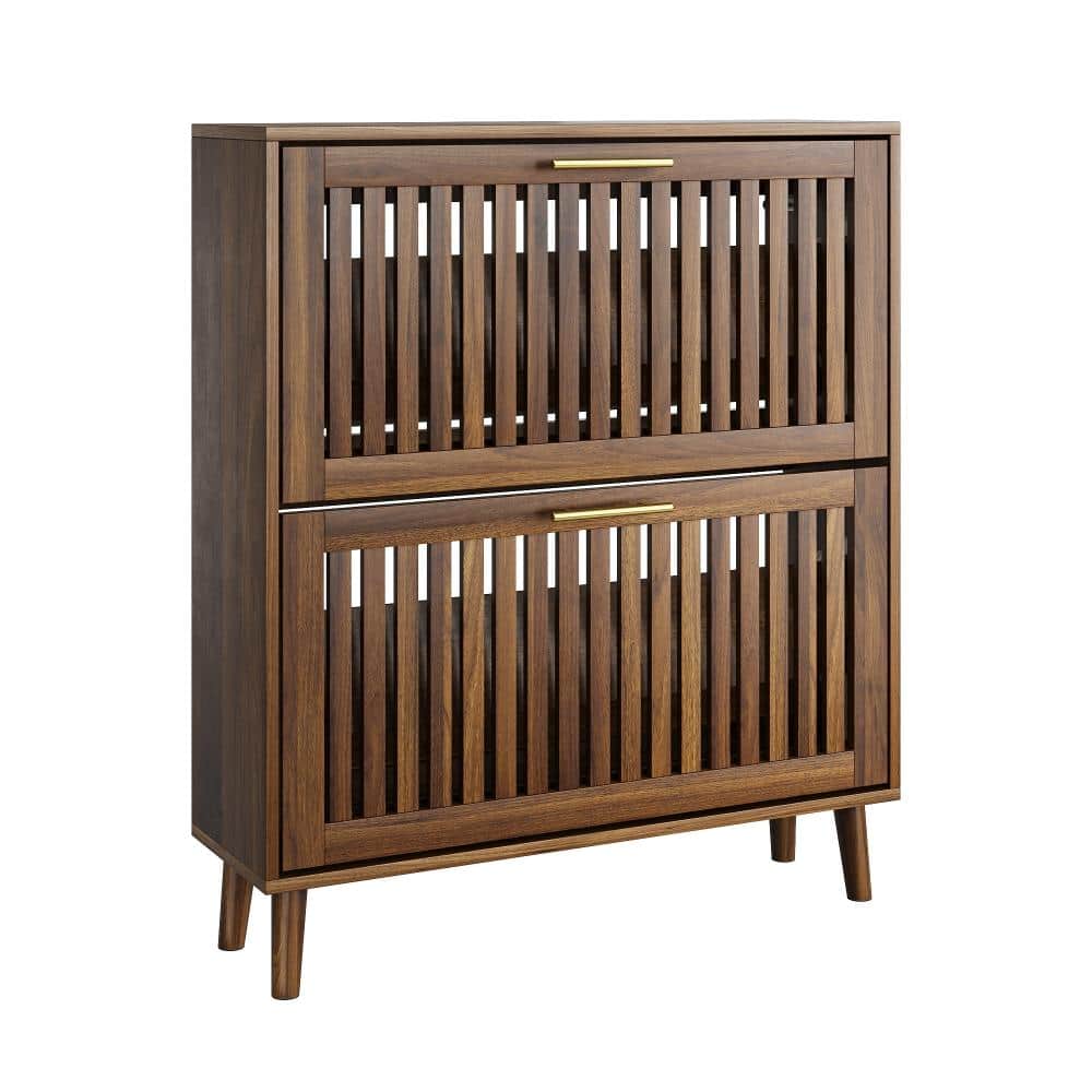 Walnut 36.4 in. Accent Cabinet Office Storage Cabinet with 2 Shelves and Flip Drawers durable construction price history on PriceWatchPro