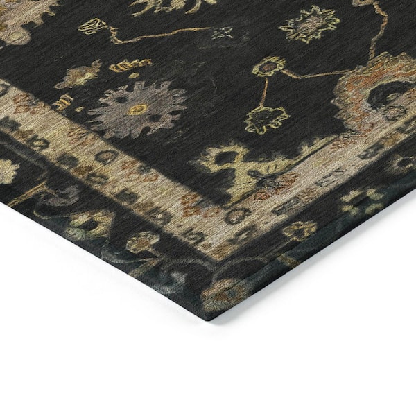 Chantille Machine Washable Indoor/Outdoor Abstract ACN2045 Black 2 ft. 3 in. x 7 ft. 6 in. Runner Rug