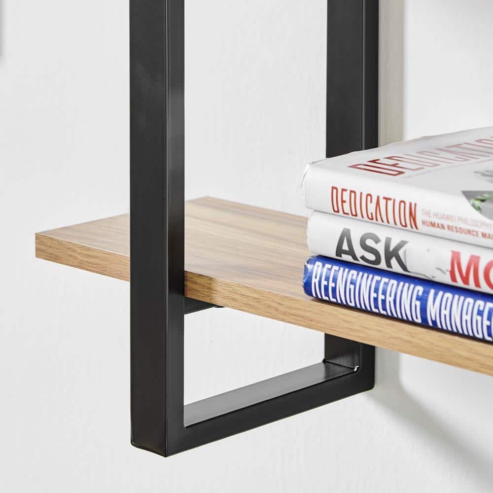 Chestnut and Iron 34'' Triple Tier Floating Wall Shelf