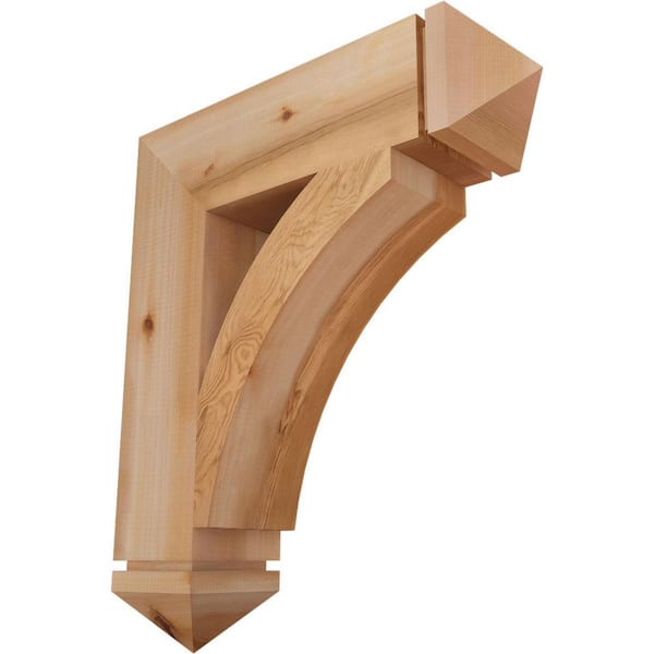 Ekena Millwork 5.5 in. x 28 in. x 24 in. Western Red Cedar Thorton Arts and Crafts Smooth Bracket