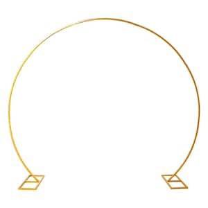 86.6 in. x 102.4 in. Gold Metal Wedding Arch Party Backdrop Stand Flower Decor Rack Garden Arbor