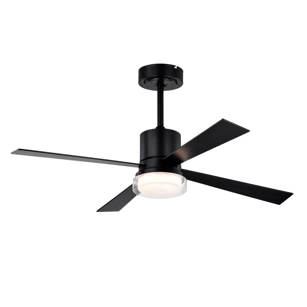 48 in. Black LED Indoor Ceiling Fans with Lights and Remote, Low Profile Ce