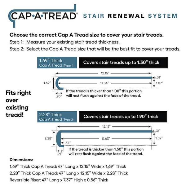 White 47 in. Length x 1/2 in. Deep x 7-3/8 in. Height Stair Riser Laminate Trim to be Used with Cap A Tread White 47 in. Length x 1/2 in. Deep x 7-3/8 in. Height Stair Riser Laminate Trim to be Used with Cap A Tread