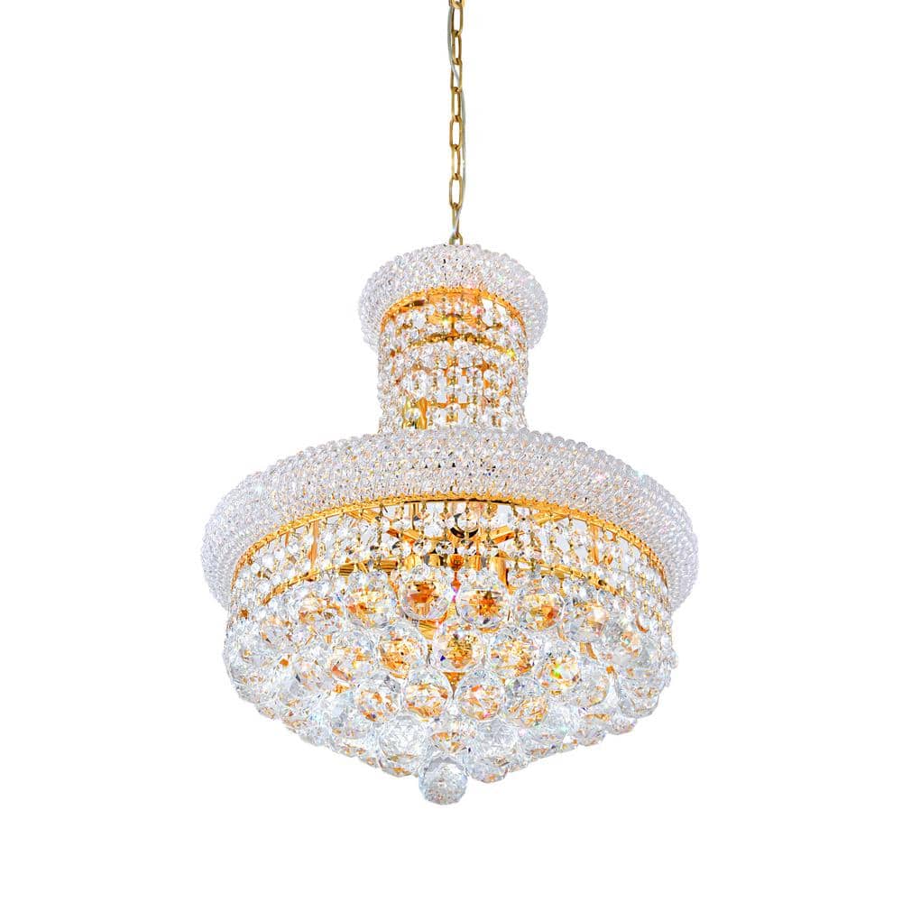 Empire Crystal Elegance 18" Gold Chandelier with Glittering Details